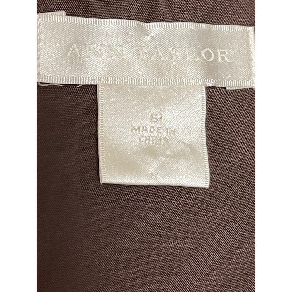 Ann Taylor Satin Cocktail Dress Womens Size 6 Brown V Neck Bow Back Formal Party - Picture 13 of 16